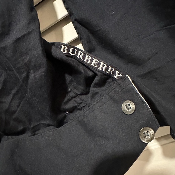 Burberry black Small button down with classic plaid in black and white. - Picture 4 of 4